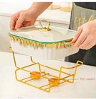 2300ml Ceramic Rectangular Chafing Dish with Glass Lid - Buffet Warmer