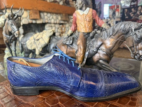 Men’s Belvedere Navy Blues Dress Shoes, Genuine Ostrich Leg Leather. Size 15 - Picture 4 of 9