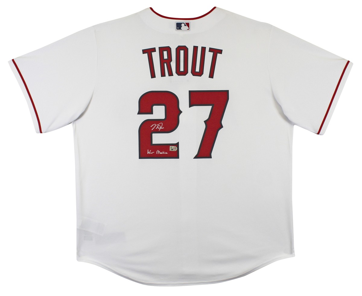 Angels Mike Trout War Machine Authentic Signed White Nike Jersey 