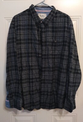 Flag & Anthem Button Up Flannel Shirt 2XL Dry Goods Supply Plaid Black BG2