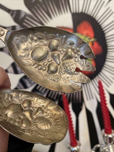 SILVERPLATED SILVERCRAFT Serving SALAD FORK & SPOON SHEFFIELD ENGLAND SET Fruit - Picture 5 of 6