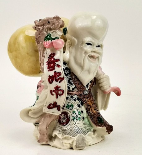 Estatua adorno vintage de resina china Dios de la longevidad (Shoulao) - Imagen 11 de 14