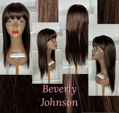 Beverly Johnson Synthetic Wig 24  Long Bangs Brown Golden Blonde Hilites GUC V-2