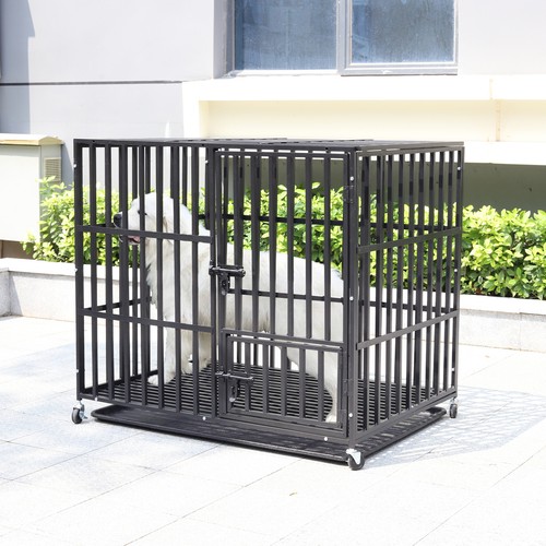 Jaula para perros súper grande premium fuerte de doble capa con rueda de bloqueo y 3 puertas - Imagen 18 de 56