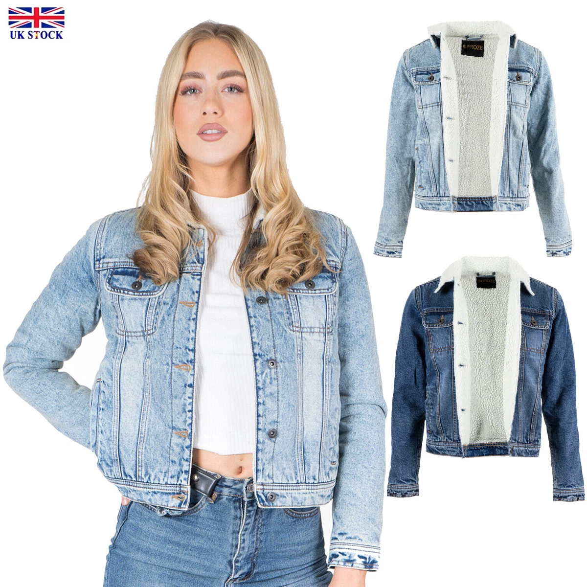 Borg lined denim jacket womens hot sale