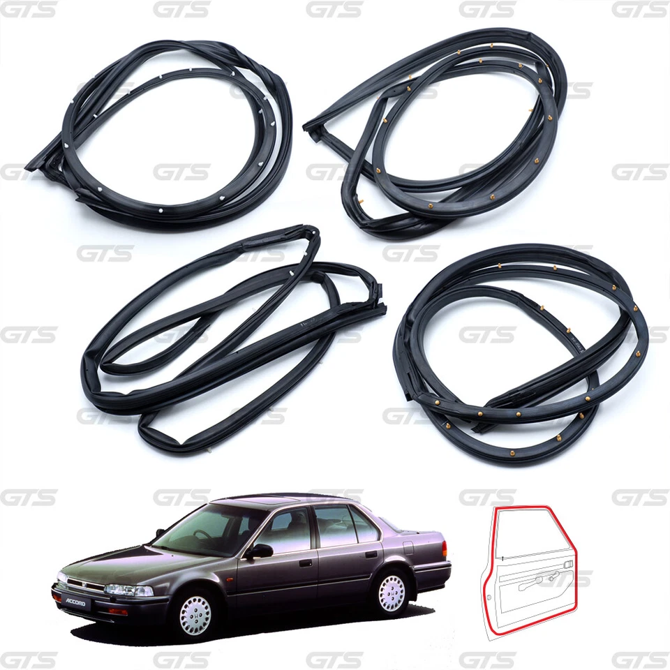 Set Doors Seal Rubber Weatherstrip For Honda Accord Sedan 1990 1993 Foto 4 de 4