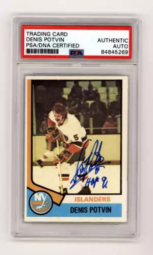 Dennis Potvin 1974-75 Topps #195 Rookie RC w/ HOF Insc Signed PSA Authentic Auto