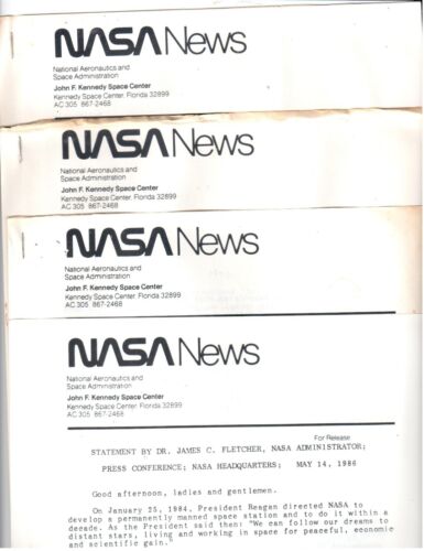 SPACE PRESS (1986) NASA Releases (4) - SPACE STATION; SPACE SHUTTLE
