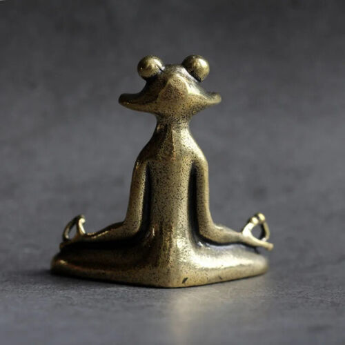 Antique Brass Meditation Zen Frog Statue Ornament Copper Animal Sculpture Incens - Picture 10 of 14