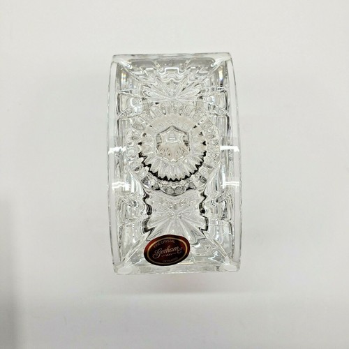 Gorham Tea Caddy Style C908 Fine Crystal Germany 5 7/8" Tall w/ Lid Criss Cross - Picture 3 of 4