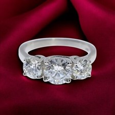 Diamond Rings For Women 14k White Gold Lab Grown Round 2.00 Carat IGI Certified