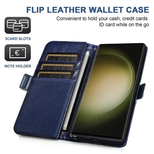 For Samsung Galaxy S23 Ultra Case Shockproof Leather Wallet Cover Tempered Glass - Picture 4 of 24