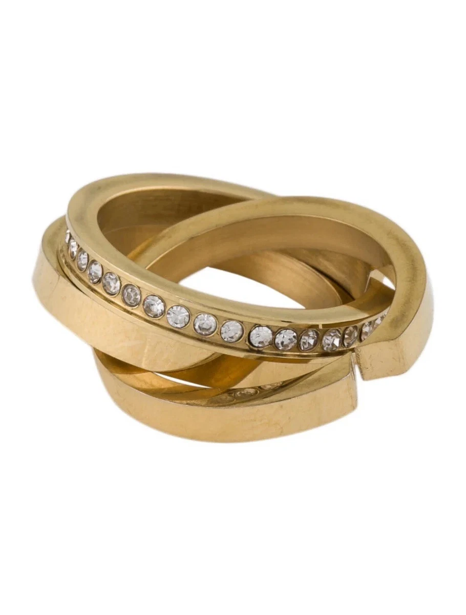 NEW SEALED Vita Fede Cassio Pave Multi Stacked Goldtone Ring
