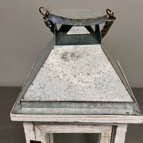 Cottage Wood & Metal Rustic Lantern Candle Holder 6.5x6x15.25” - Picture 5 of 10