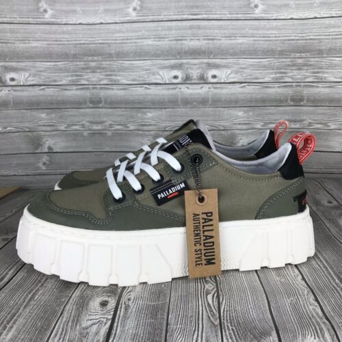 Palladium Pallatower Lo Womens 6 vetiver olive green chunky platform sneaker