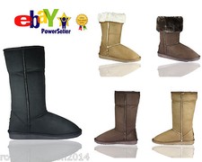 New Women's Ladies Faux Suede High Mid Calf Fur Classic Winter Boots Shoes Size