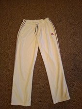 ADIDAS White Pink TRIPLE STRIPE DRAWSTRING ATHLETIC PANTS SIZE MEDIUM Soft