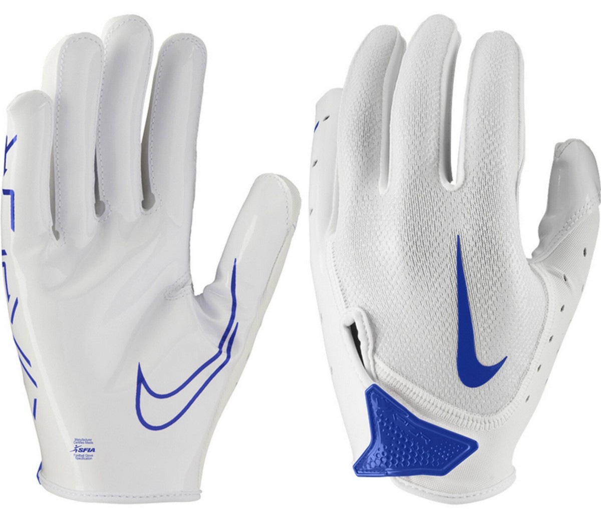 Nike Youth Vapor Jet 7.0 Football Gloves White-Royal Blue Size