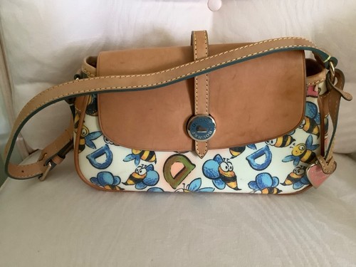 Dooney & Bourke Multicolor Bumble Bees Coated Canvas Leather Shoulder Bag