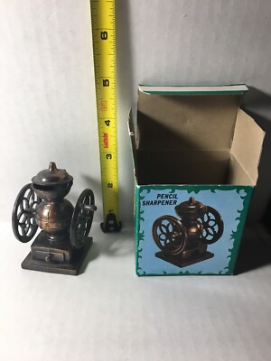 Vintage Die Cast Miniature Antique Bronze Finish Coffee Grinder Pencil Sharpener Ebay