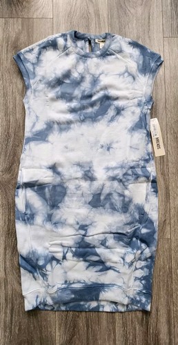 Goodthreads Sweatshirt Dress NWT Pockets, Blue Tie Dye, X-Small - Afbeelding 1 van 9