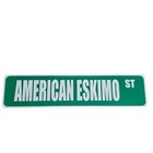 American Eskimo St Aluminum Metal 17" X 4" Novelty Street Sign Green White