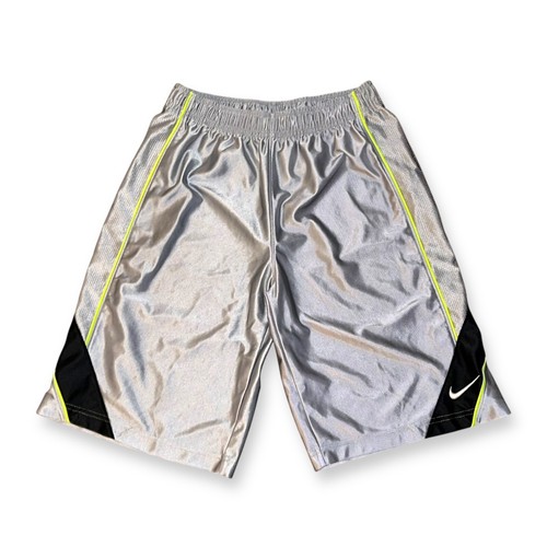 Rare Nike Basketball Dazzle Shorts Silky Vint Silver Black Youth L (Mens Small) - Picture 3 of 10