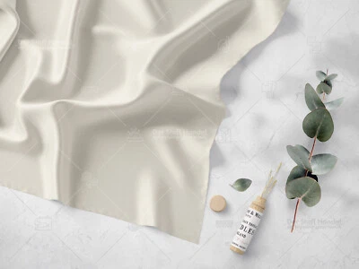 MARKENLOS SATIN Stoff fein gewebt edler Glanz weich fließend CREME EUR 9,98/m