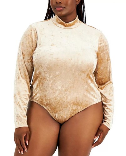 JOLIE u0026 JOY Ladies Trendy Plus Size Crushed Velvet Bodysuit Cuban Sand Size  1X | eBay