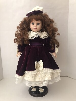 VICTORIAN COLLECTION by MELISSA JANE Genuine Porcelain Doll Purple Dress (AS IS)