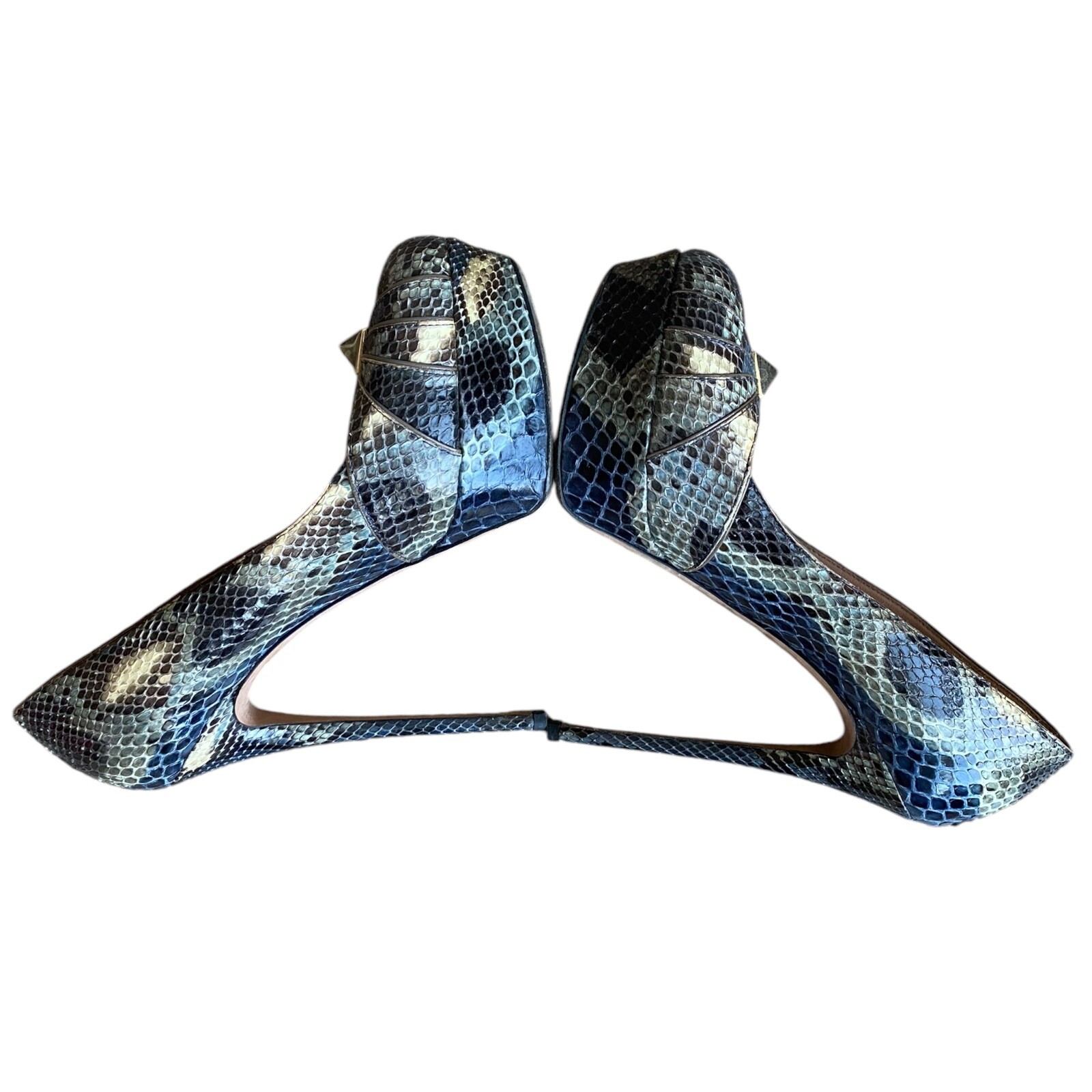 VALENTINO Multicolor Python Rockstud Round Toe Pl… - image 11