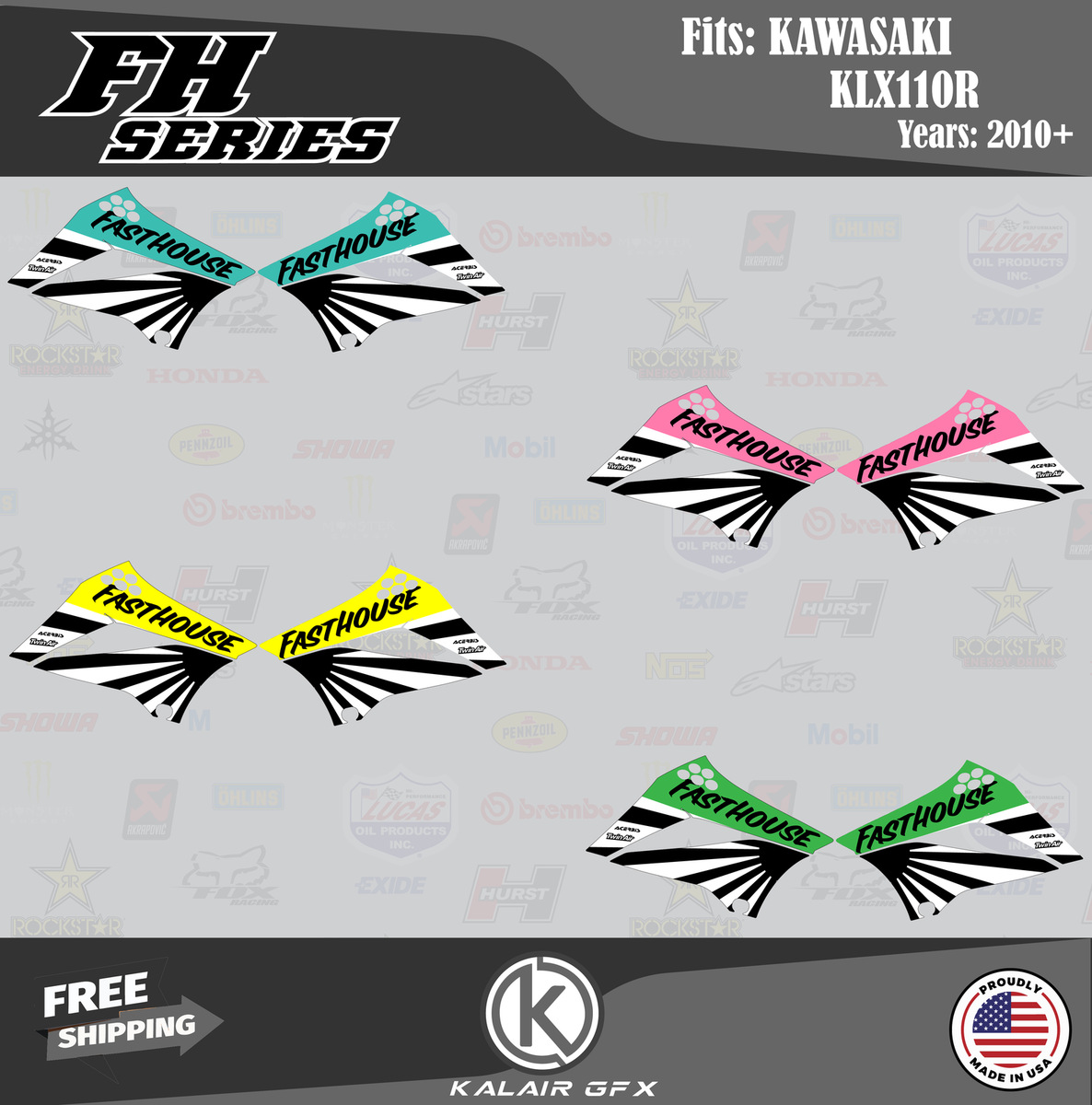 Kawasaki KLX110 (2010-2024) KLX-110 Shroud Graphics FH Series | eBay