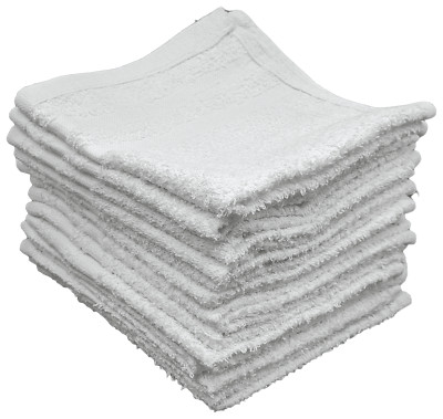 12x12 White Ribbon Washcloths Rags Bath/Craft/Kitchen/Garage/Bulk 1 LB Per Dozen