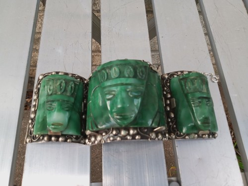 Brazalete masivo de plata esterlina mexicana temprana "The Best" máscara de brazalete de 3 partes 9 oz - Imagen 1 de 10