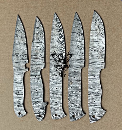 Lot of 5 Damascus Steel Blank Blade Knife For Knife Making Supplies (BB-662) - Picture 6 of 8