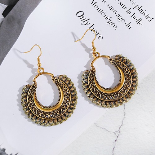 Mujeres Boho Patrón Retro Puño Ahuecado Elegante Gancho Pendientes Joyería Regalo - Imagen 79 de 140
