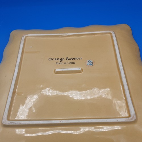 Orange Rooster Square Heavy Sunflower Plate 11.5" Ceramic - Picture 2 of 2