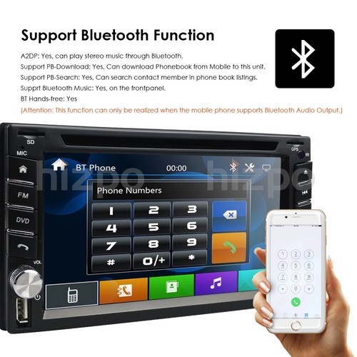 Double 2Din Car Stereo GPS Navigation Radio with DVD Player Bluetooth USB Camera - Picture 9 of 13