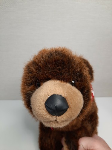 Chestnut Brown Bear Cub Realistic With Red Swiss Scarf Bandana 9" - Picture 7 of 7