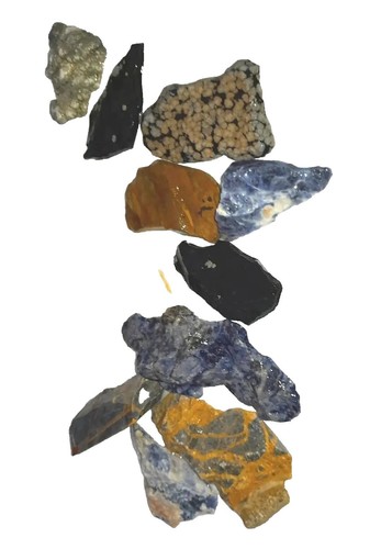 Extremos de tacón lapidario de corte áspero chatarra de piedra roca sodalita obsidiana lapis howlite - Imagen 22 de 24