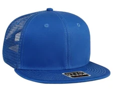 BRAND NEW ROYAL BLUE CAP HAT MESH TRUCKER SNAPBACK VINTAGE STYLE FLAT BILL ADULT