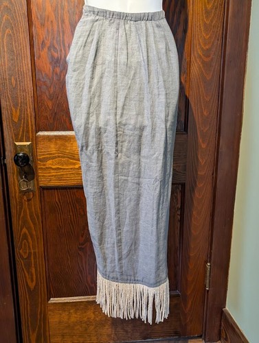 JUST BEE QUEEN women's XS Mallorca Pencil Tulip Skirt rope fringe hi-lo midi 2E - Picture 4 of 10