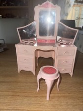 Barbie Schminktisch Dream Glow Vanity Mattel 1985 Kommode Hocker Spiegel Vintage
