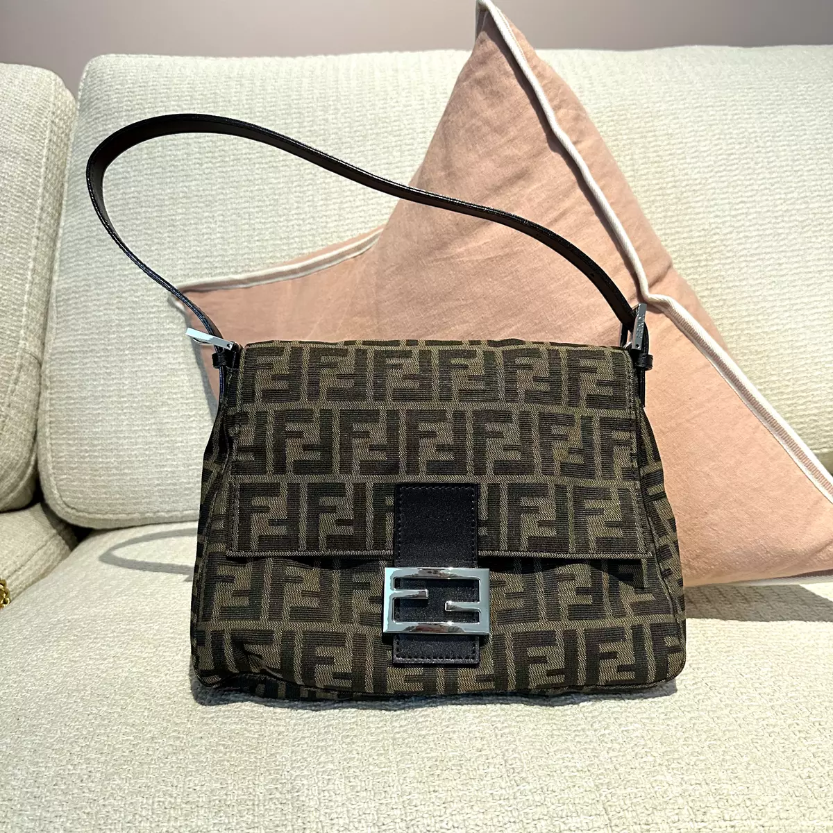 Fendi Zucca Print Mamma Baguette Shoulder Bag, Brown Canvas & Leather