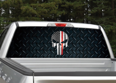 Punisher Skull Blood metal Tailgate Decal Sticker Wrap Pickup Truck SUV
