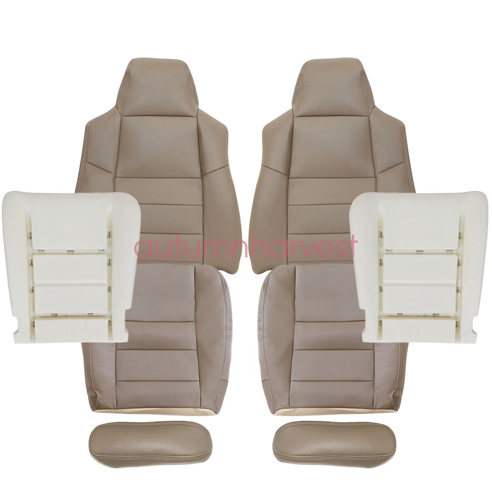 Funda de asiento delantera de cuero tostado/cojín de espuma para Ford Excursion Limited 2002-2005 Foto 2 de 4