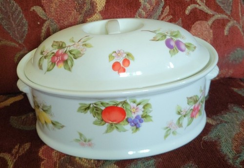 Vintage Andrea by Sadek überzogene Auflauf Obst & Blüten Muster Ofen zu Tisch - Bild 3 von 5
