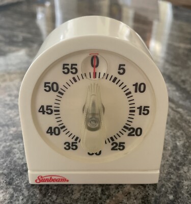 Vintage Sunbeam 60 Minute Single Ring Bell Timer White USA Working