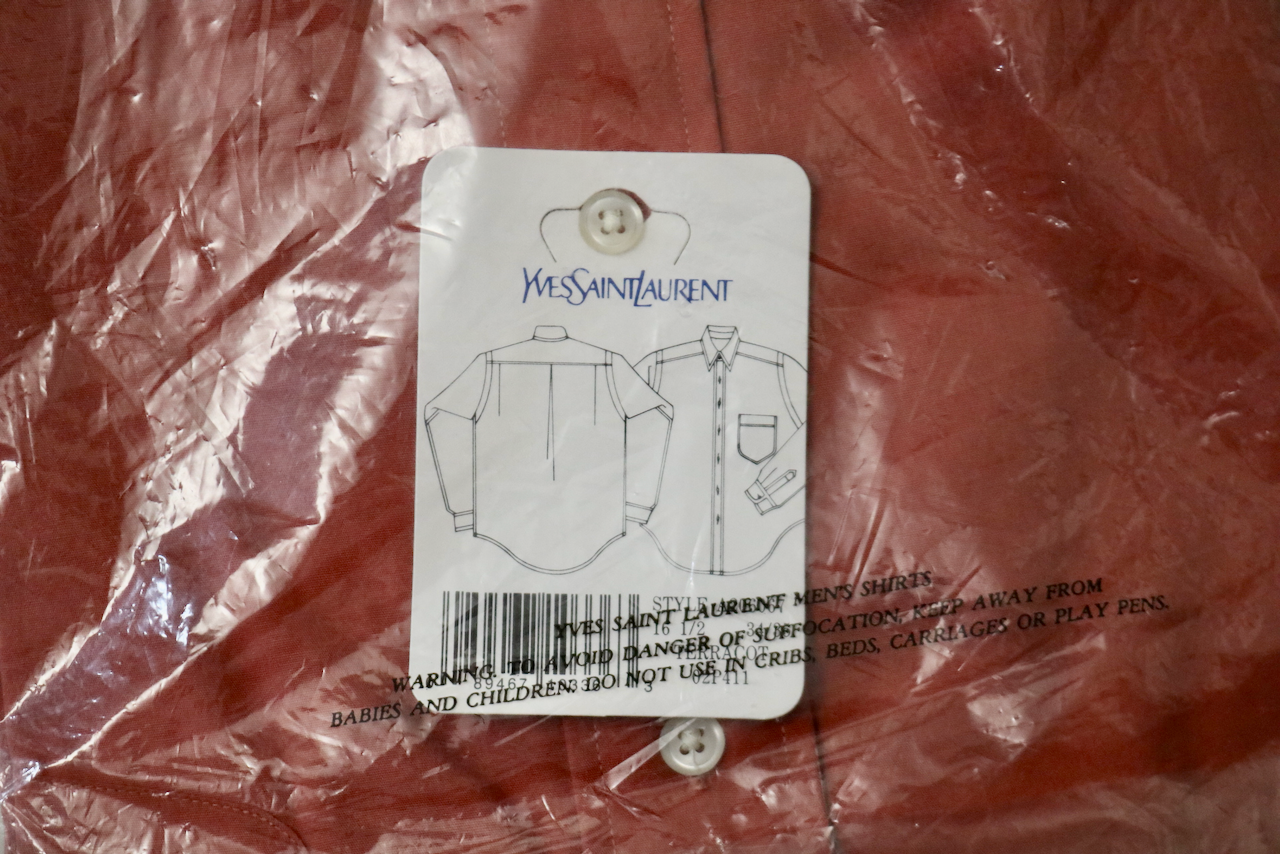 Camicia abito Yves Saint Laurent YSL vintage marrone nuova con scatola 16 5 34 35