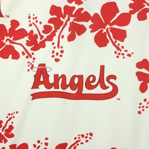 Reyn Spooner Los Angeles Angels Polo Shirt Mens Medium Beige Hawaiian Floral MLB - Picture 11 of 16